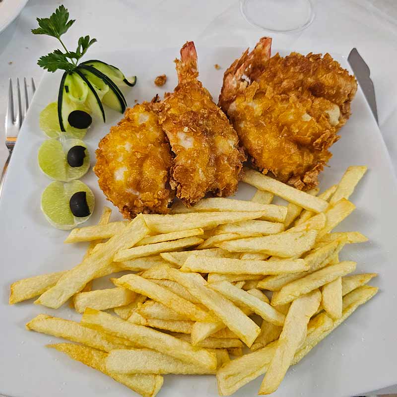 Langostinos en gabardina